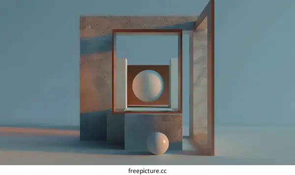 Abstract 3D Rendered Geometric Shapes with Minimalist Design