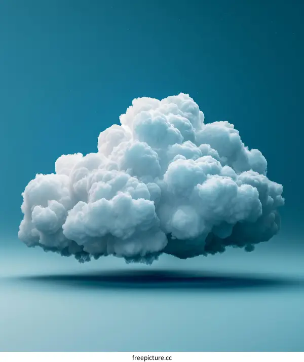 3D rendering of a white cloud on a blue background