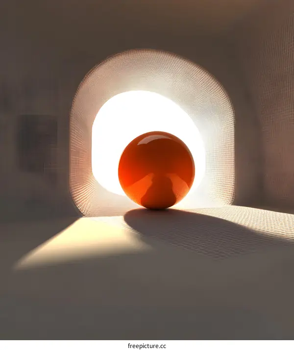 Abstract Minimalist 3D Sphere in a White Archway