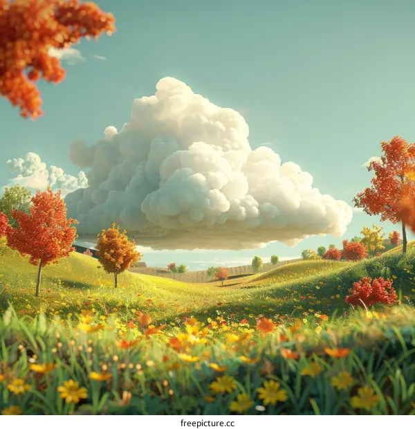 Autumn Landscape with Tranquil Countryside Scenery