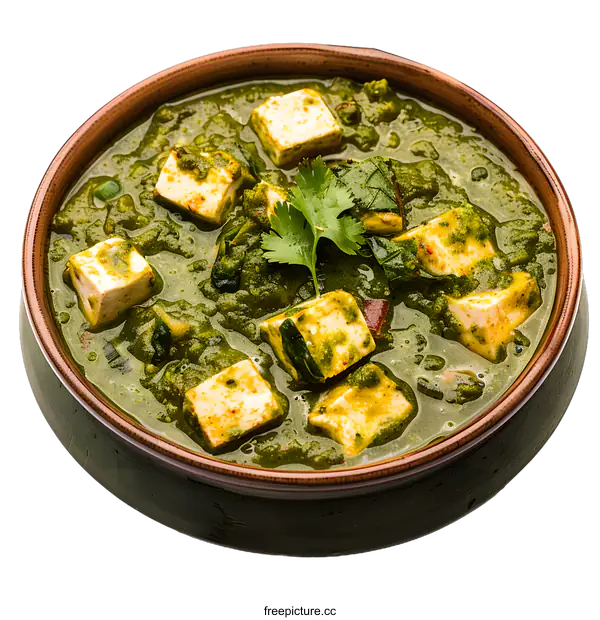 [Transparent Background PNG]Palak Paneer in a Bowl