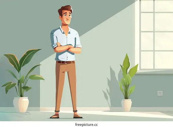 A man standing in a room with plants