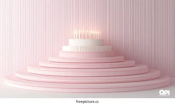 Pink Birthday Cake Display Stand
