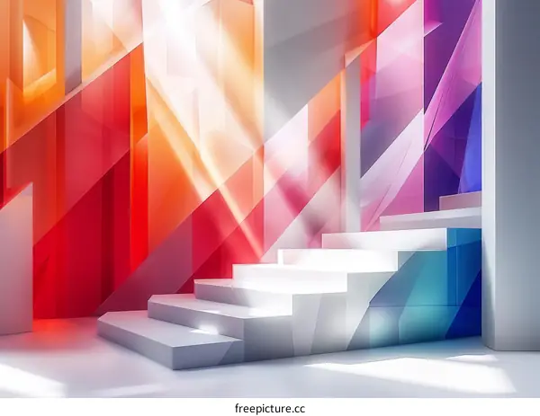 Striking Geometric Architecture and Colorful Glass Hall