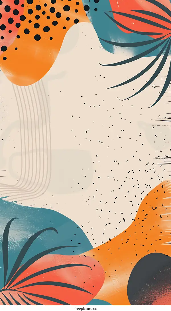 Abstract Background with Orange, Blue and Red Shapes