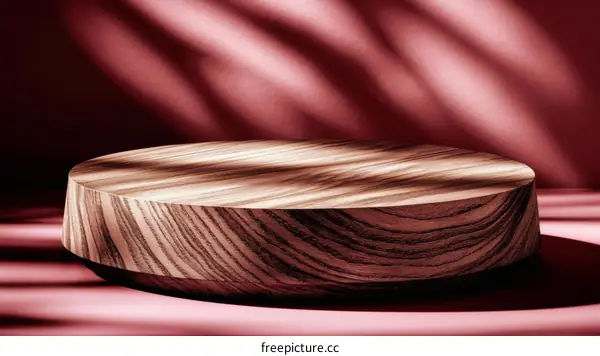 Wooden Display Platform in Pink Light