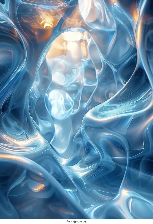 Abstract Blue and White Canvas Painting