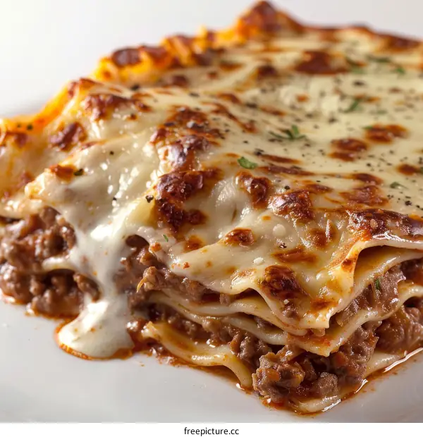 Mouthwatering Lasagna with Ground Beef, Tomato Sauce and Melted Cheese