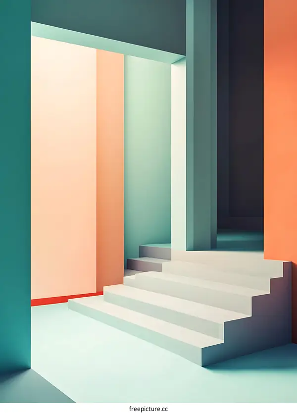 Abstract Geometric Staircase Minimalist Design