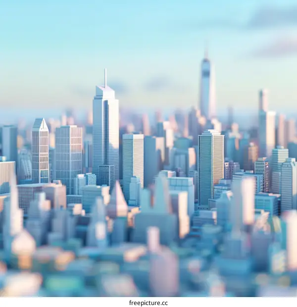 Small Urban City with Tall Buildings