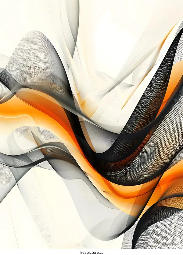 Abstract Orange Black Waves Background