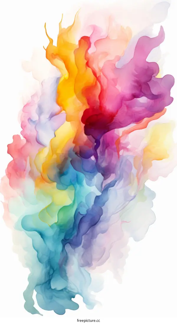 Colorful Watercolor Painting on White Background