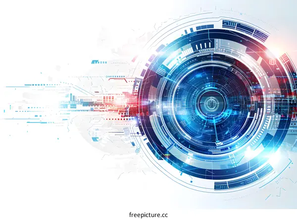 Abstract Technology Background with Blue and Red Circular Design