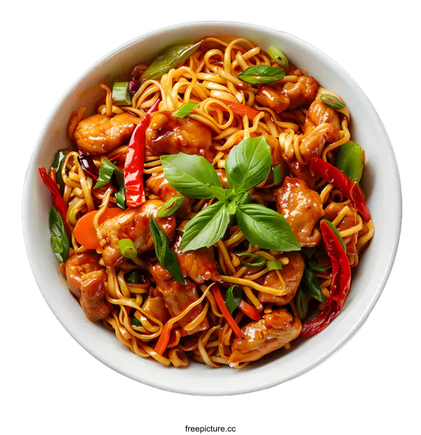[Transparent Background PNG]Chicken Noodles with Vegetables