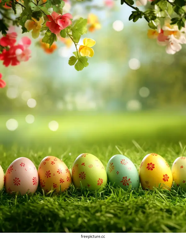 Easter Eggs on Grassy Meadow