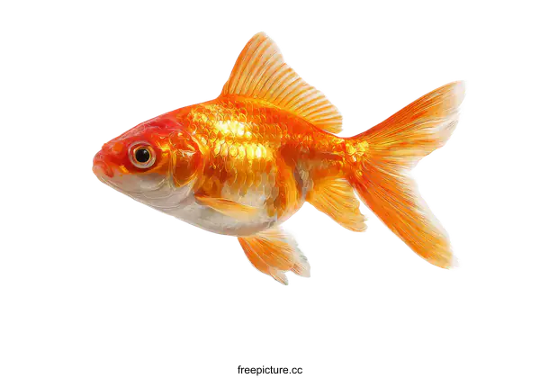 [Transparent Background PNG]Goldfish in Isolated Studio Setting