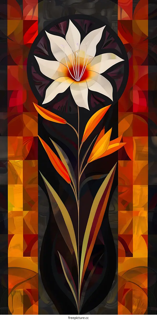 Abstract Flower Illustration With Geometric Shapes