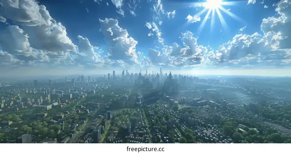 A stunning cityscape on a sunny day