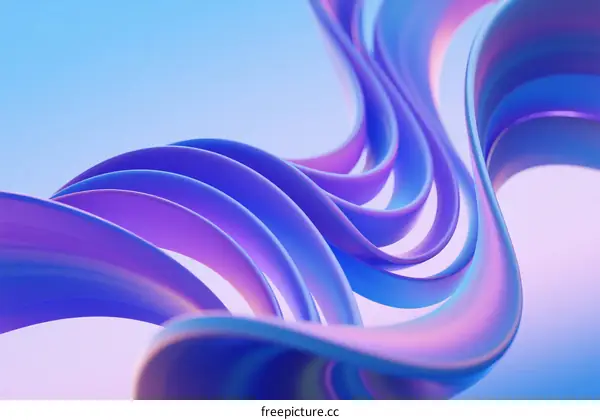 Abstract Curved Waves of Purple and Blue Colors in Motion