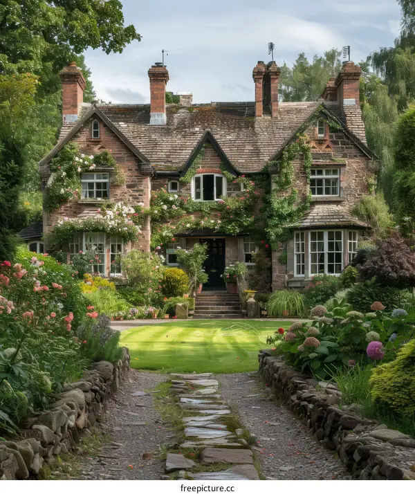 Stone Country Cottage with Garden Path