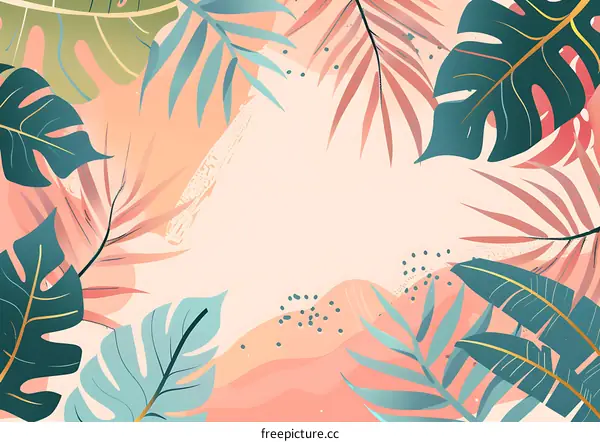 Tropical Leaves Abstract Art Background