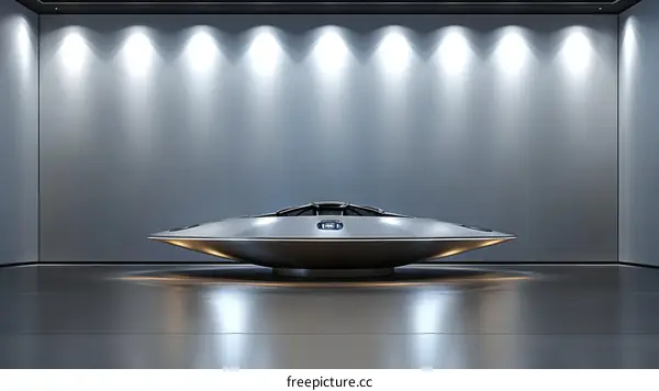 Futuristic Spaceship Display in Modern Gallery