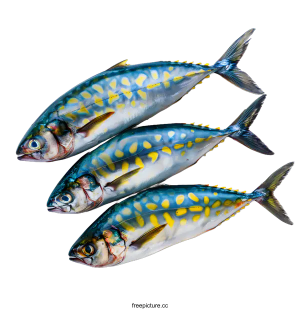 [Transparent Background PNG]Three mackerels on a white background