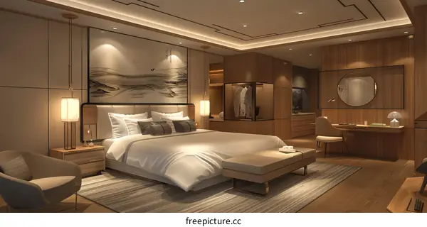 Modern Elegant Master Bedroom Design Illustration