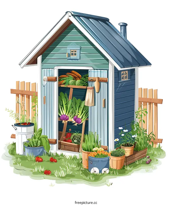 Small Garden Shed with Vegetables and Plants