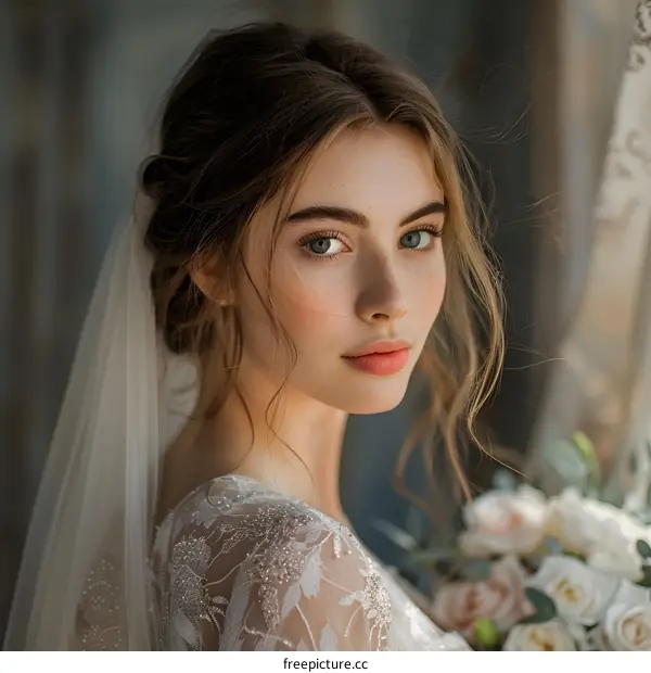 A close-up of a bride