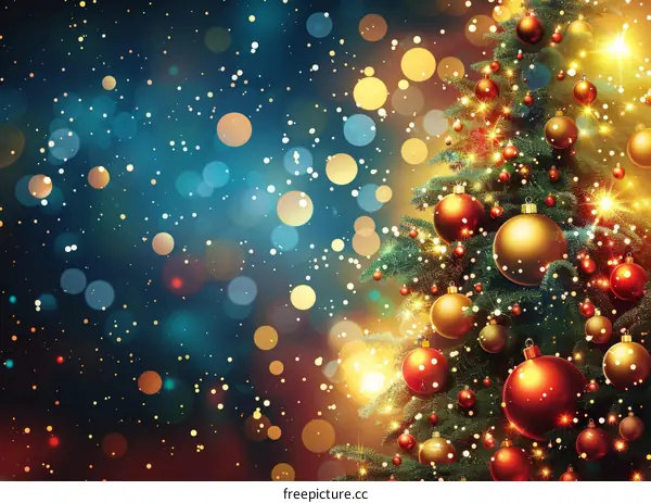 Festive Christmas Tree Decorated with Sparking Lights