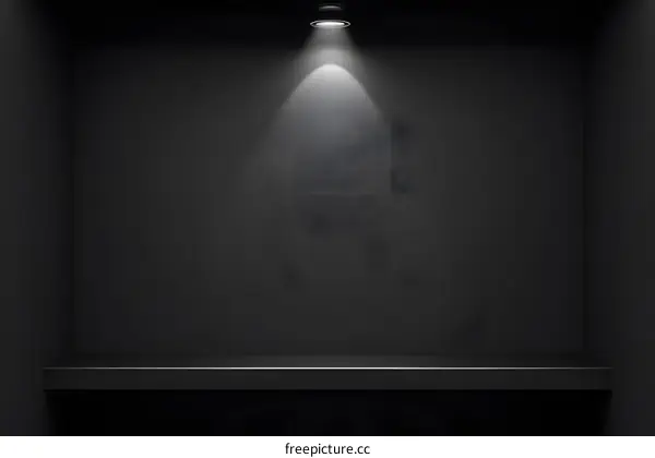 Black Shelf with Spotlight in Dark Room