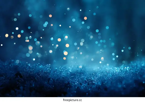 Mystical Blue Lights Bokeh Background