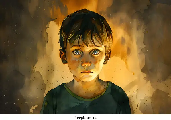 Portrait of a boy with big blue eyes