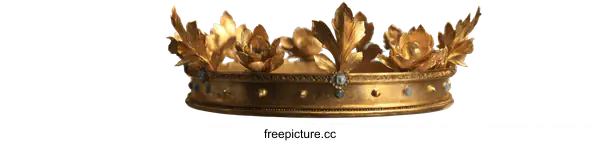 [Transparent Background PNG]Antique Gold Crown with Decorative Details
