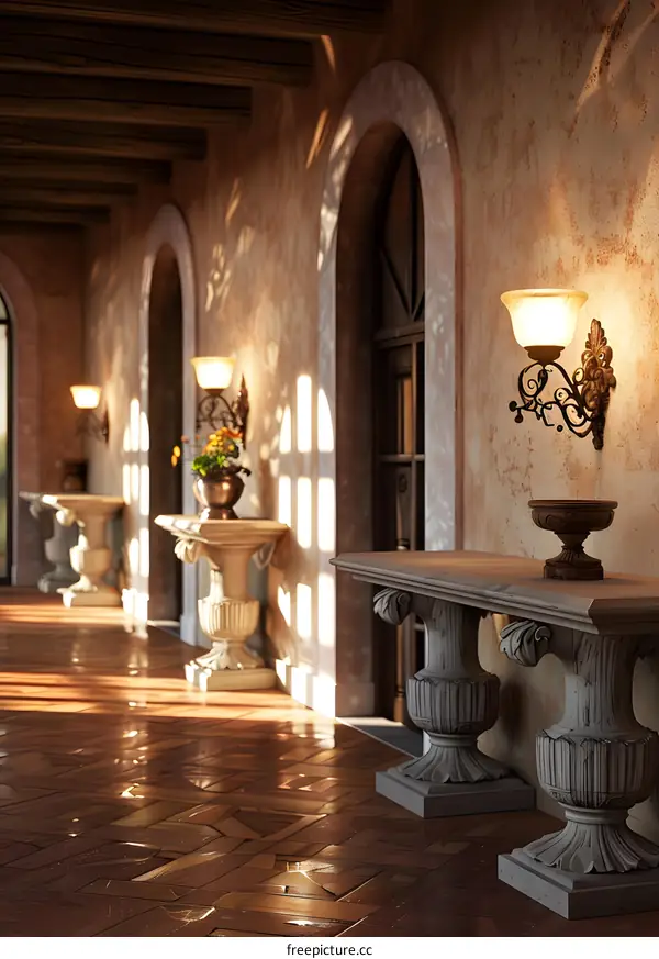 Classic Hallway Interior Design With Stone Floor