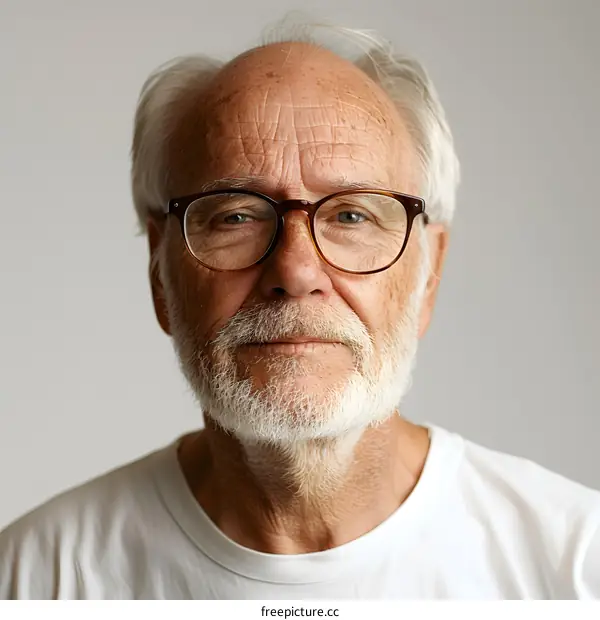 Portrait of an old man with glasses