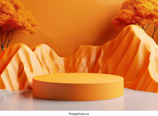 Autumn Orange Geometric Display Podium