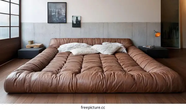 Modern Minimalist Leather Sofa Bed