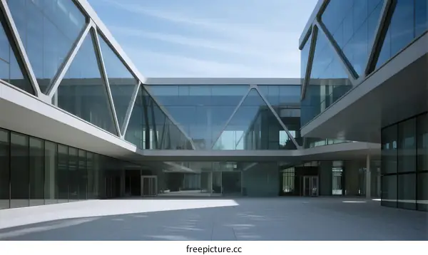 Modern Architectural Structure with Glass and Steel Elements