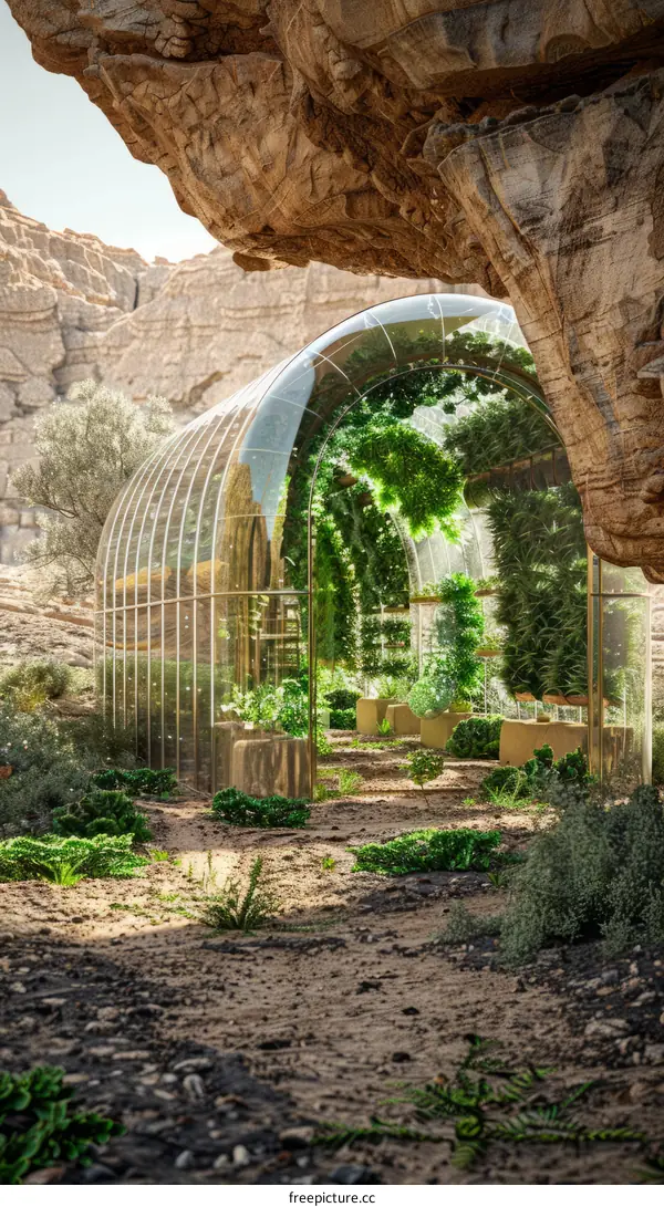 Glass Greenhouse Oasis in the Desert