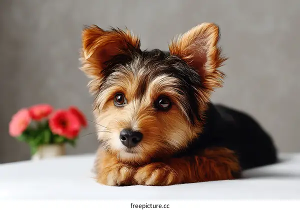 Adorable Yorkshire Terrier Puppy Portrait