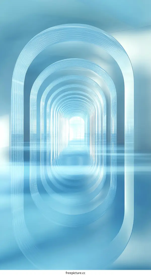 Abstract Light Blue Archway Tunnel