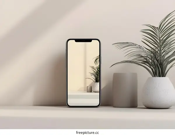 Minimalist Phone Mockup with Plants