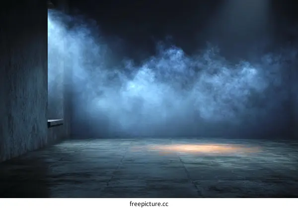 Empty Concrete Studio with Smoky Atmosphere