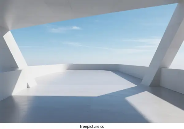 Minimalist White Architectural Structure with Open Sky View