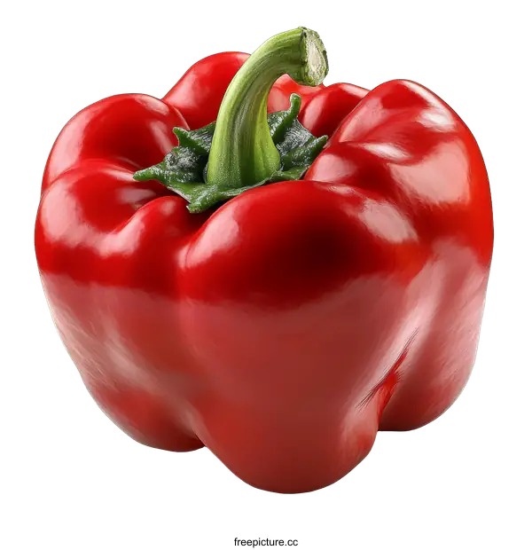 [Transparent Background PNG]Closeup of a Vibrant Red Bell Pepper