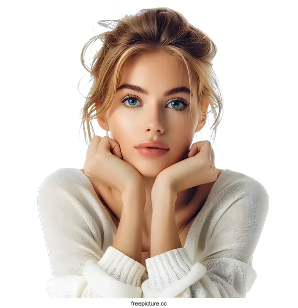 [Transparent Background PNG]Portrait of a beautiful blonde woman