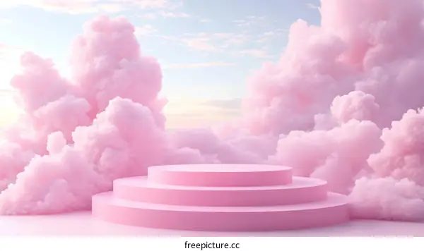 Pink Cloud Podium Abstract Illustration