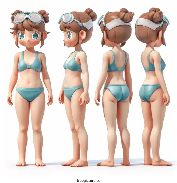 3D Girl Character in Swimsuit - Digital Art